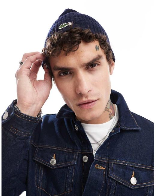 Lacoste Blue Logo Beanie for men