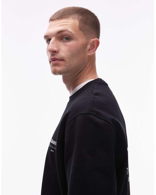 AllSaints Black Underground Crew Sweatshirt for men