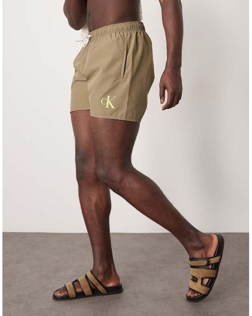 Calvin Klein Zwemshort Met Trekkoord En Logo in het Natural voor heren