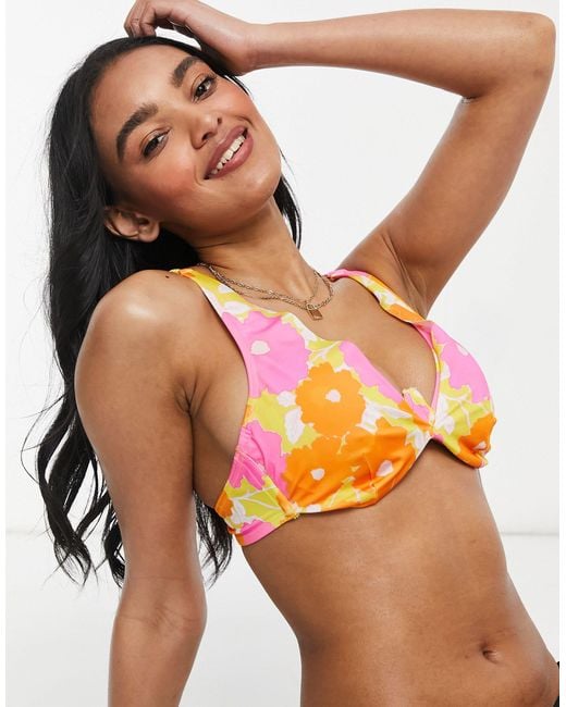 ASOS – fuller bust – bikini-oberteil mit bügel, overlay sowie farbblock-  und blumenprint | Lyst DE