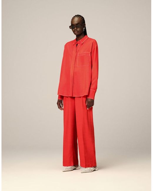 ARRANGE Red Oversized Contrast Stitch Shirt Co-Ord