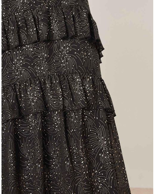 Lovedrobe Black Angel Sleeve Ruffled Midaxi Dress