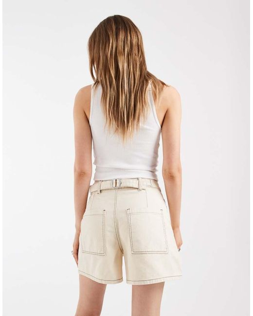Object Natural High Waisted Loose Fit Denim Shorts