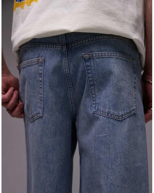 Topman Gray Denim Mid Length Jort for men