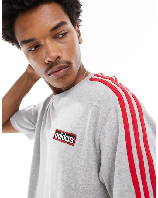 T-shirt grigia e rossa con logo di Adidas Originals in White da Uomo