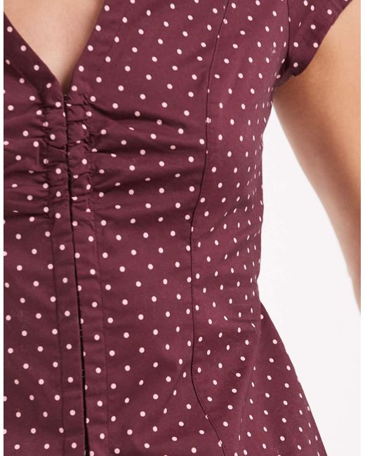 Hollister Purple Fitted Short Sleeve Hook And Eye Shirt