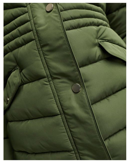 New Look Green Puffer Jacket With Faux Fur Hood