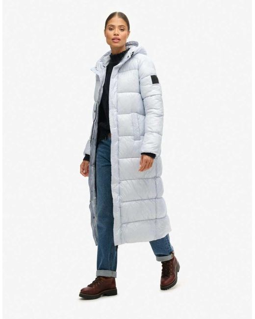 Superdry Blue Xpd Sports Longline Puffer Coat