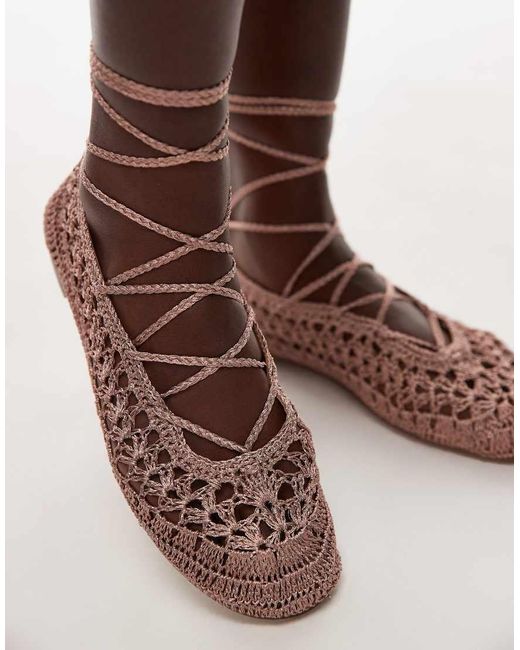 Ballerine All'Uncinetto di Mango in Brown