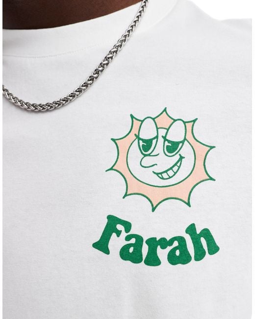 T-shirt bianca con stampa estiva sul retro di Farah in White da Uomo