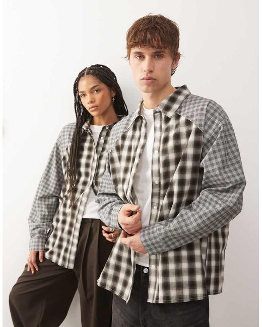 Collusion Gray Spliced Oversized Shirt