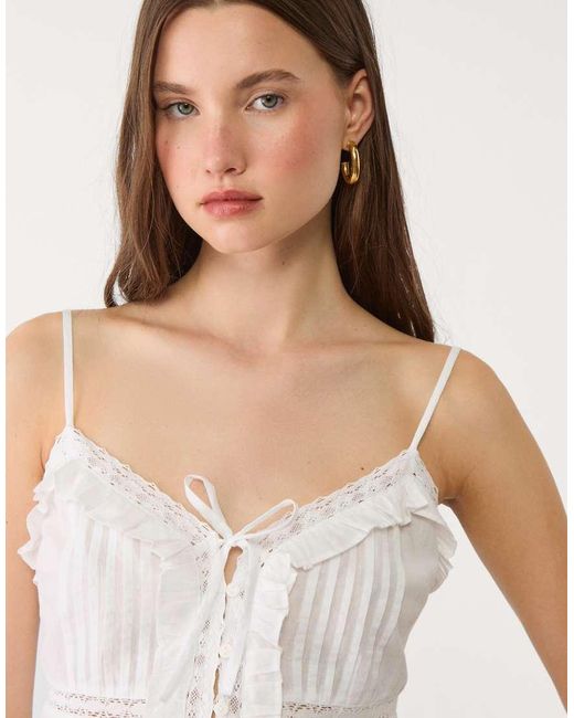 Stradivarius Top Met Ruches En Dunne Bandjes in het Blue