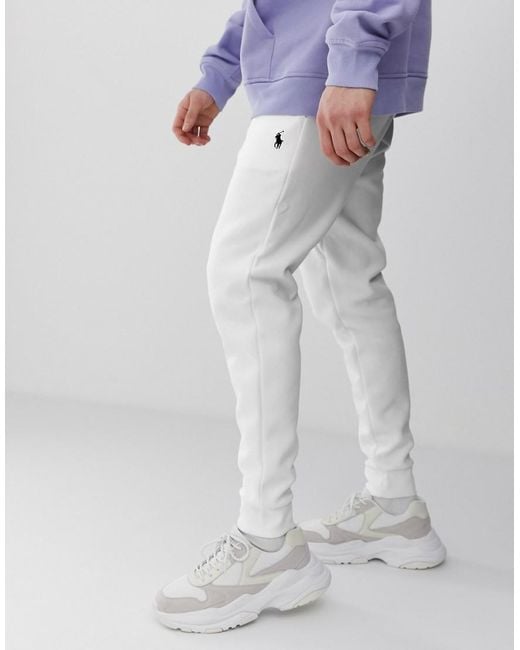 Polo Ralph Lauren Player Logo Double Tech Cuffed Sweatpants In White for men