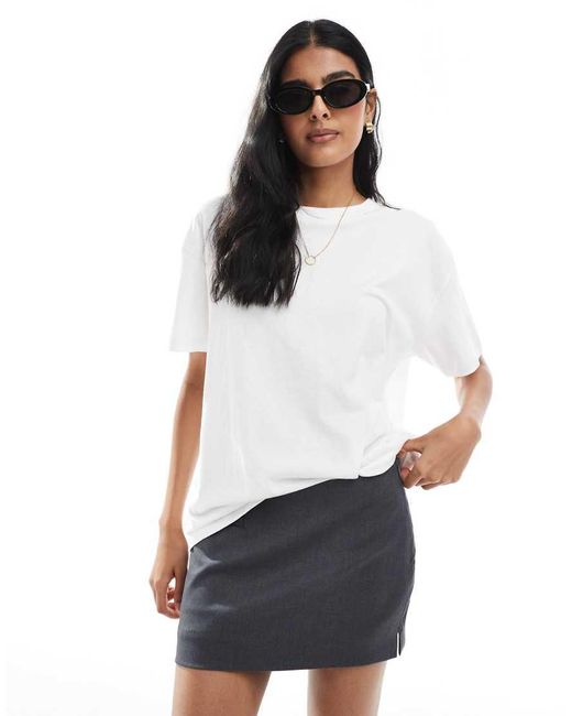 Monki White Low Waist Mini Skirt With Conceled Pocket