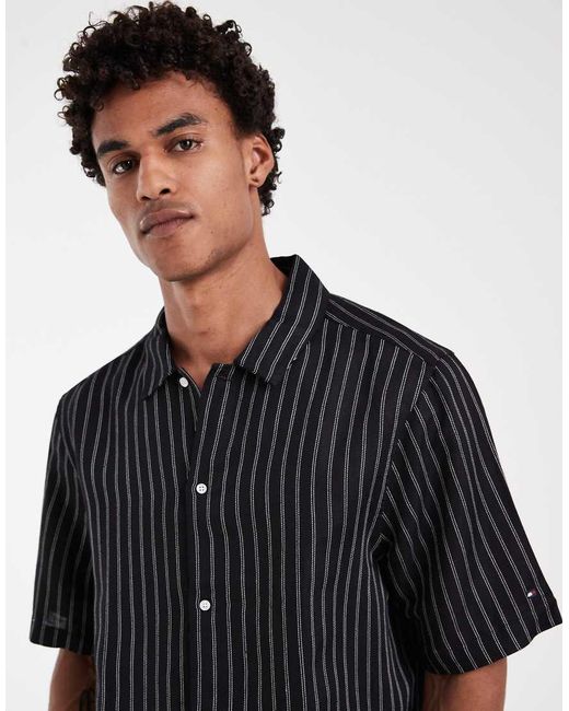 Tommy Hilfiger Black Linen Shirt Co-ord for men