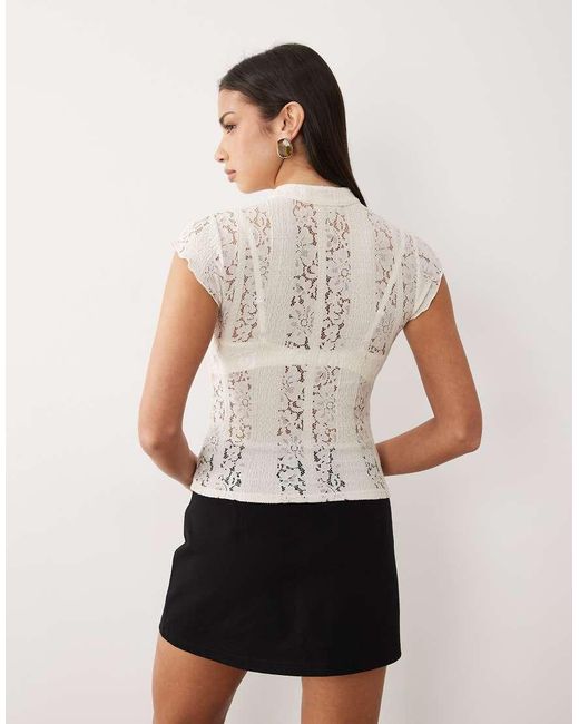 ASOS White Stand Up Collar Top With Tie Detail