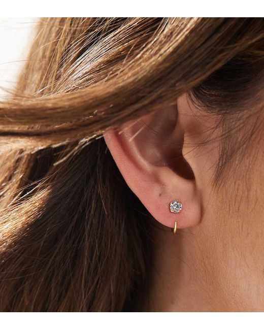 Pendientes De Botón Con Diseño Envolvente De Aro Y Gema Chapados En Oro De -Dorado Kingsley Ryan de color Brown