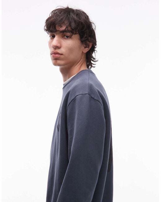 AllSaints Blue Orlando Crew Neck Sweatshirt for men