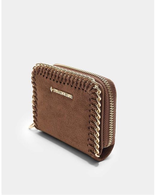 Stradivarius Brown Chain Detail Purse With Zip