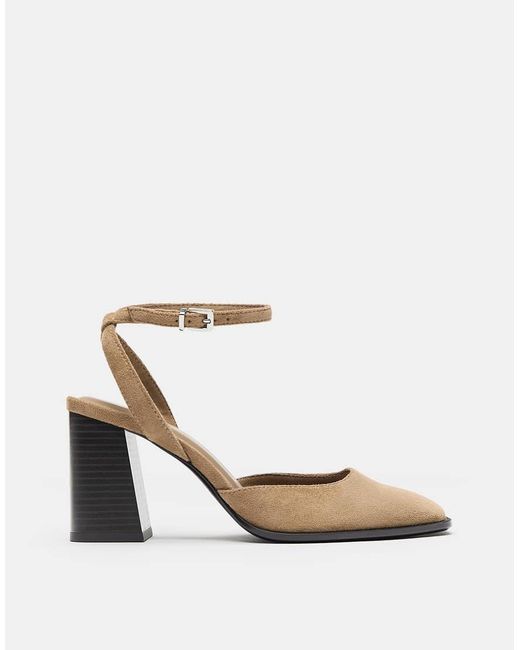 Pull&Bear Natural Slingback Block Heels