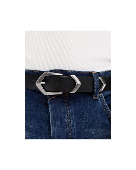 ASOS Blue Faux Leather Belt With Clean Western Buckle for men