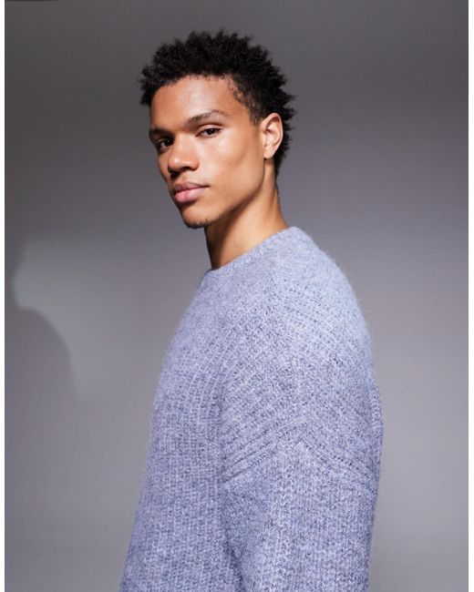 ASOS Blue Relaxed Knitted Crew Neck Jumper for men