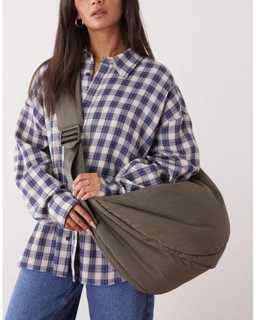 Weekday Gray Large Padded Cross-body Bag