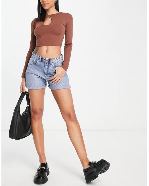 ONLY Blue Phine Denim Mom Shorts