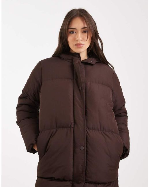 Threadbare Blue Maxi Puffer Coat With Hood