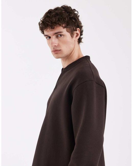 ASOS Black Boxy Open Neck Henley for men