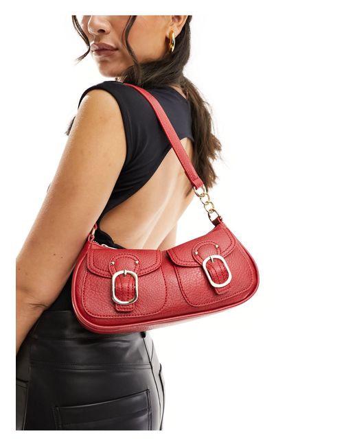 Glamorous Red Front Pocket 90s Shoulder Bag