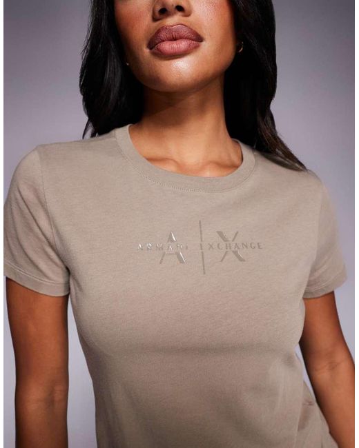 T-Shirt Color Cuoio Con Logo Al Centro di ARMANI EXCHANGE in Blue