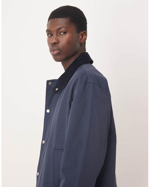ASOS Blue Harrington Jacket With Cord Collar for men