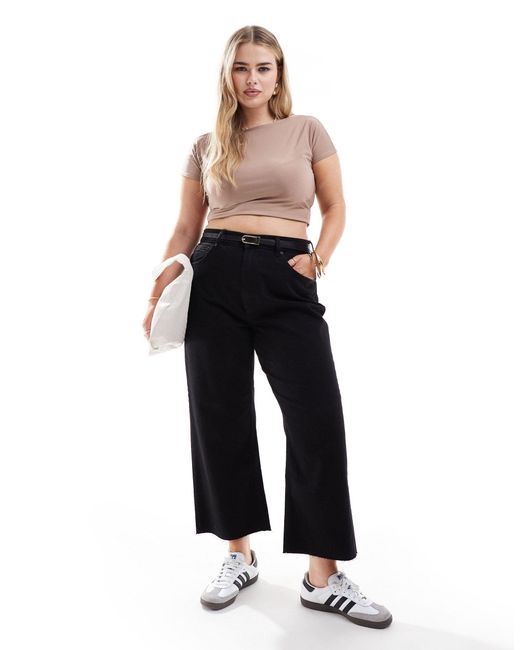 ASOS Black Asos Design Curve Cropped Easy Straight Jeans