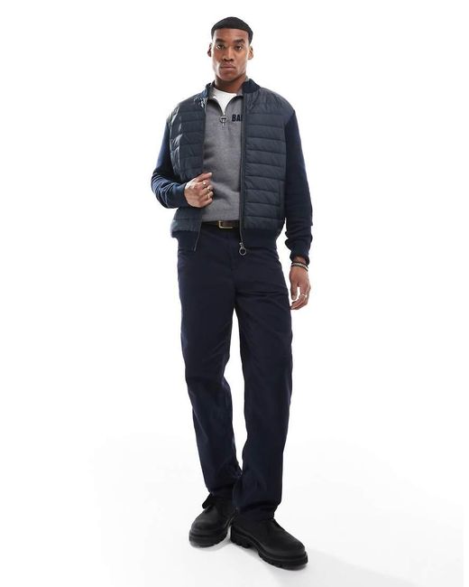 Barbour Blue Essential Carn Baffle Zip Through Knitted Jumper for men