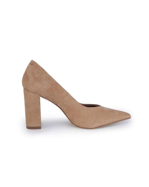 OFF THE HOOK White Brandy Suede Leather Pointed Toe Block Heel Pumps