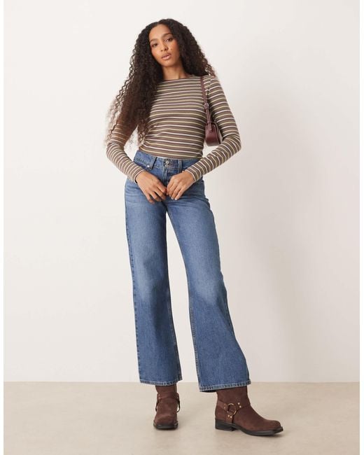 ASOS Blue Long Sleeve Ribbed T-Shirt