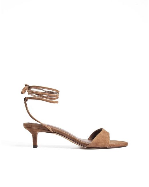 NA-KD Brown Suede Ankle Strap Heels