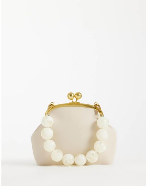 ASOS Natural Resin Ball Handle Frame Clutch Bag