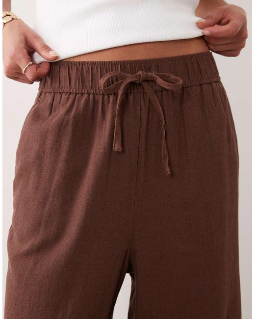 New Look Brown Linen Rich Wide Leg Trousers