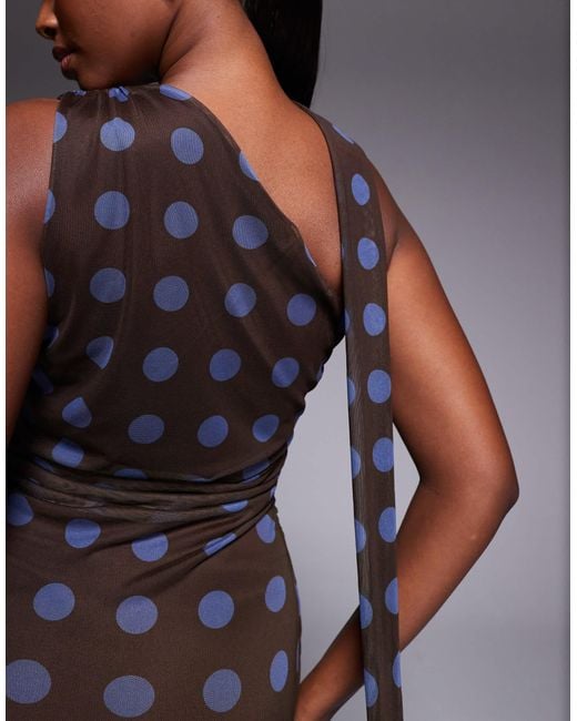 Kaiia Blue – exclusive – doppellagiges, figurbetontes one-shoulder-maxikleid aus netzstoff