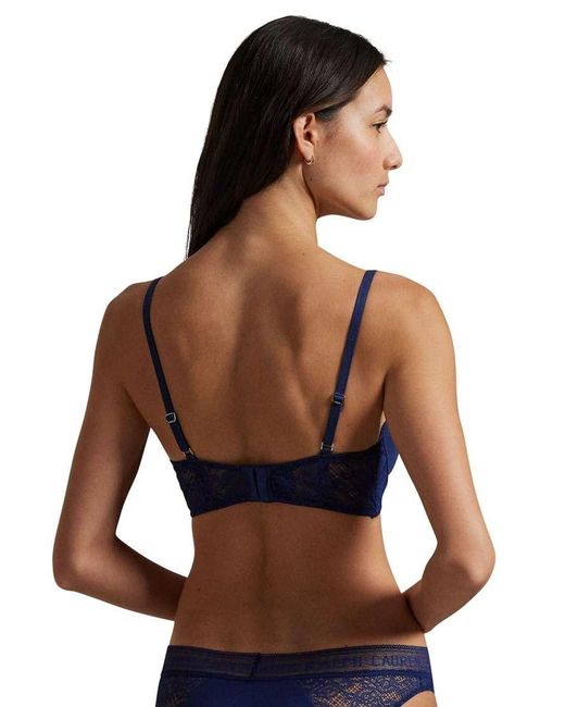 Polo Ralph Lauren Blue Love Collection T-Shirt Demi Bra With Lace Wings