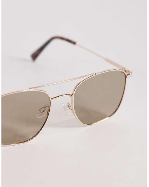 ASOS Natural Metal Aviator Sunglasses for men