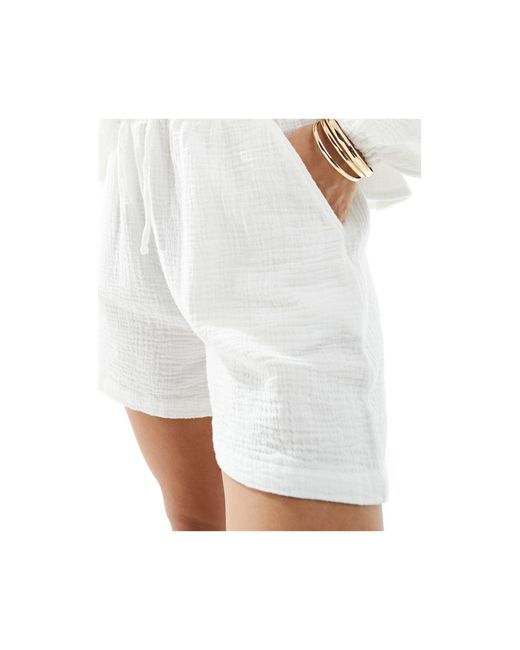 Pantalones cortos playeros s con cordón ajustable Iisla & Bird de color White