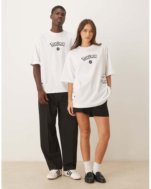 ASOS Natural Unisex Oversized T-shirt With Pokemon Prints