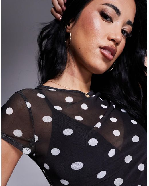 ASOS Multicolor Mesh Polka Dot Print Baby Tee