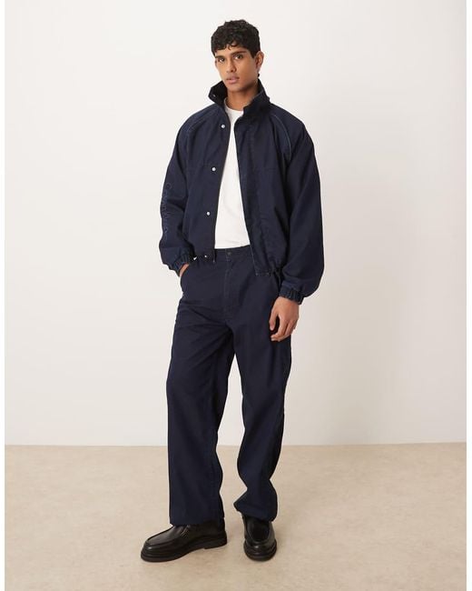 Calvin Klein Blue Nylon Denim Track Jacket Co-Ord for men