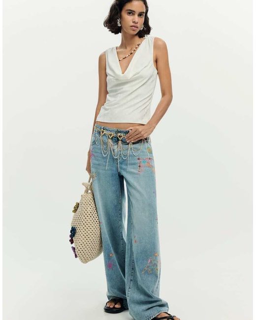 Desigual Blue Golden Chain Belt