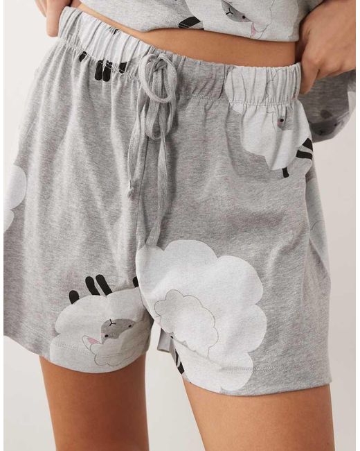 ASOS Brown Oversized Short Sleeve Tee & Shorts Pajama Set