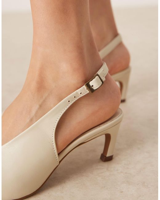ASOS Blue – sculpt – hochwertige slingback-schuhe aus wollem leder mit mittelhohem absatz